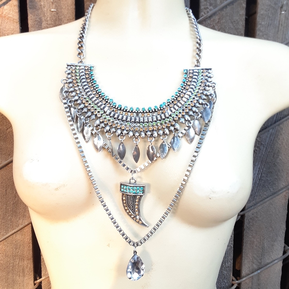 Statement Claw & Crystal Necklace